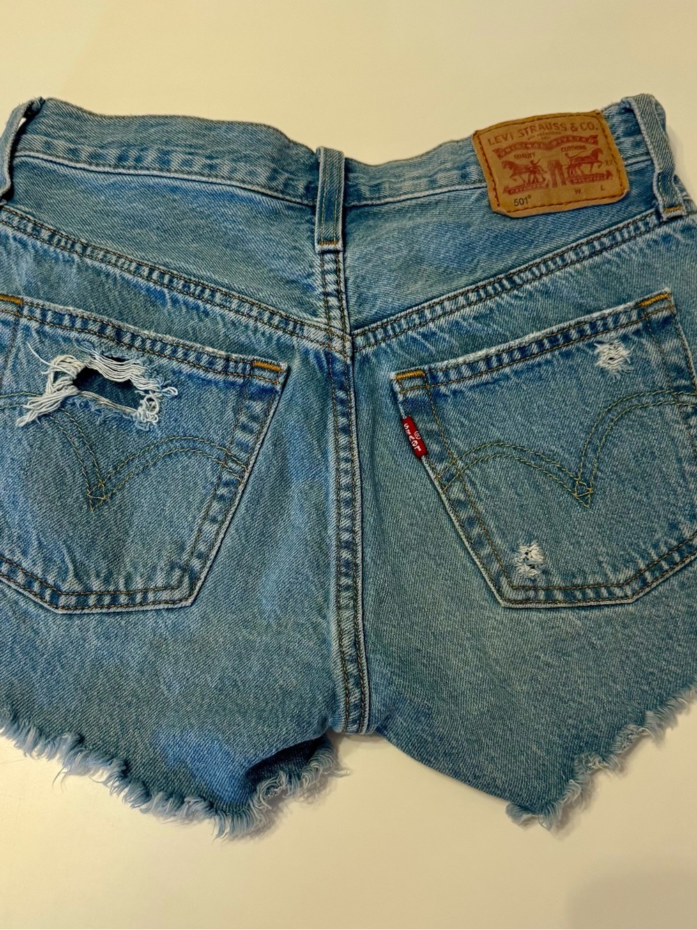 Levi's Light Blue Distressed Denim Cutoff Shorts